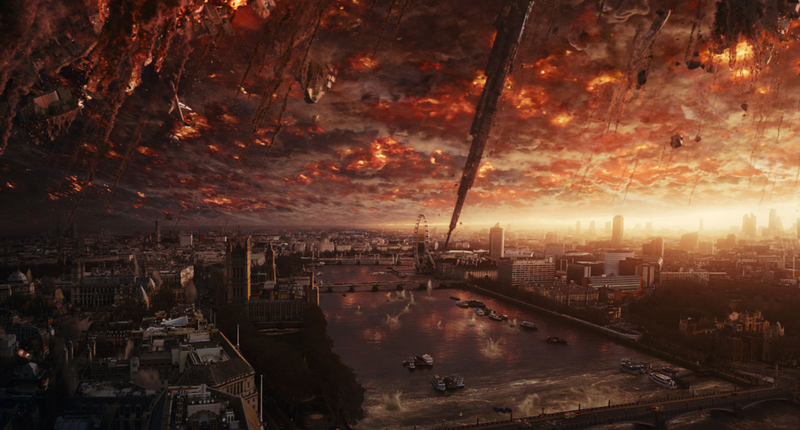 The destruction of London is the primary destructive scene in the movie.